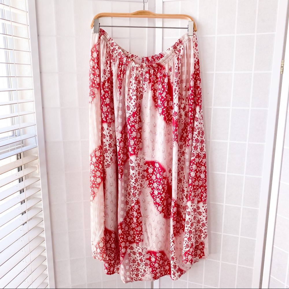 Red Floral Button Front Midi Skirt - Picture 8 of 9